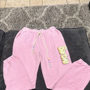 Barbie Light Pink Kids Sweatpants with Beaded Drawstring